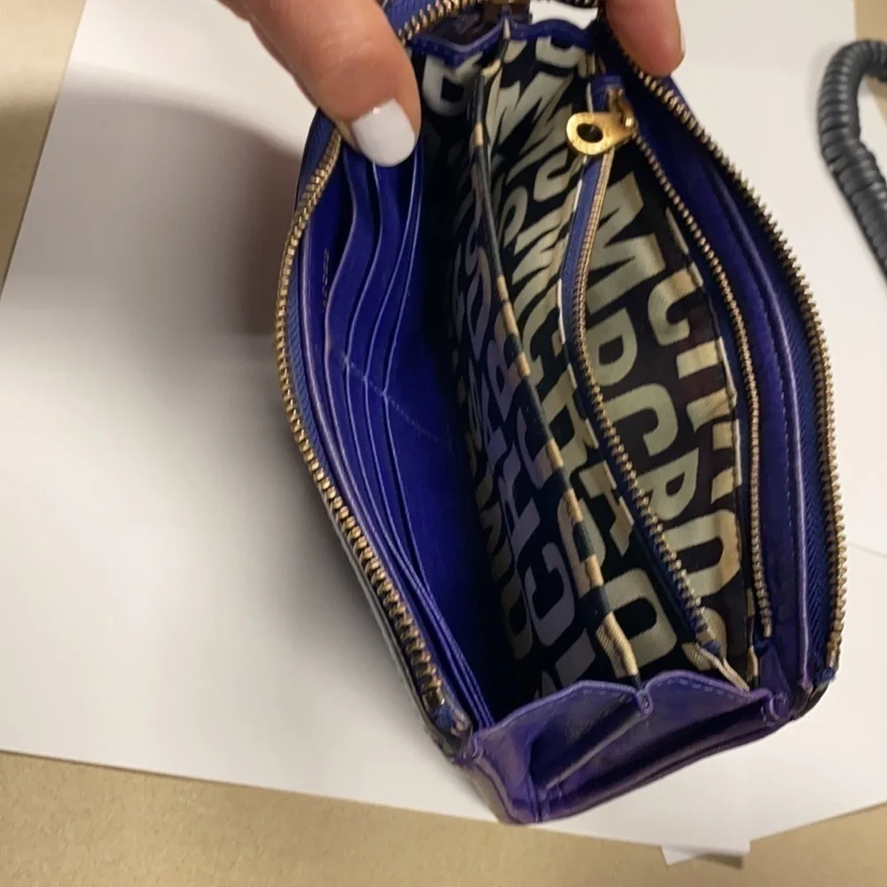 Marc Jacobs Totally Turnlock Purple Leather Wallet